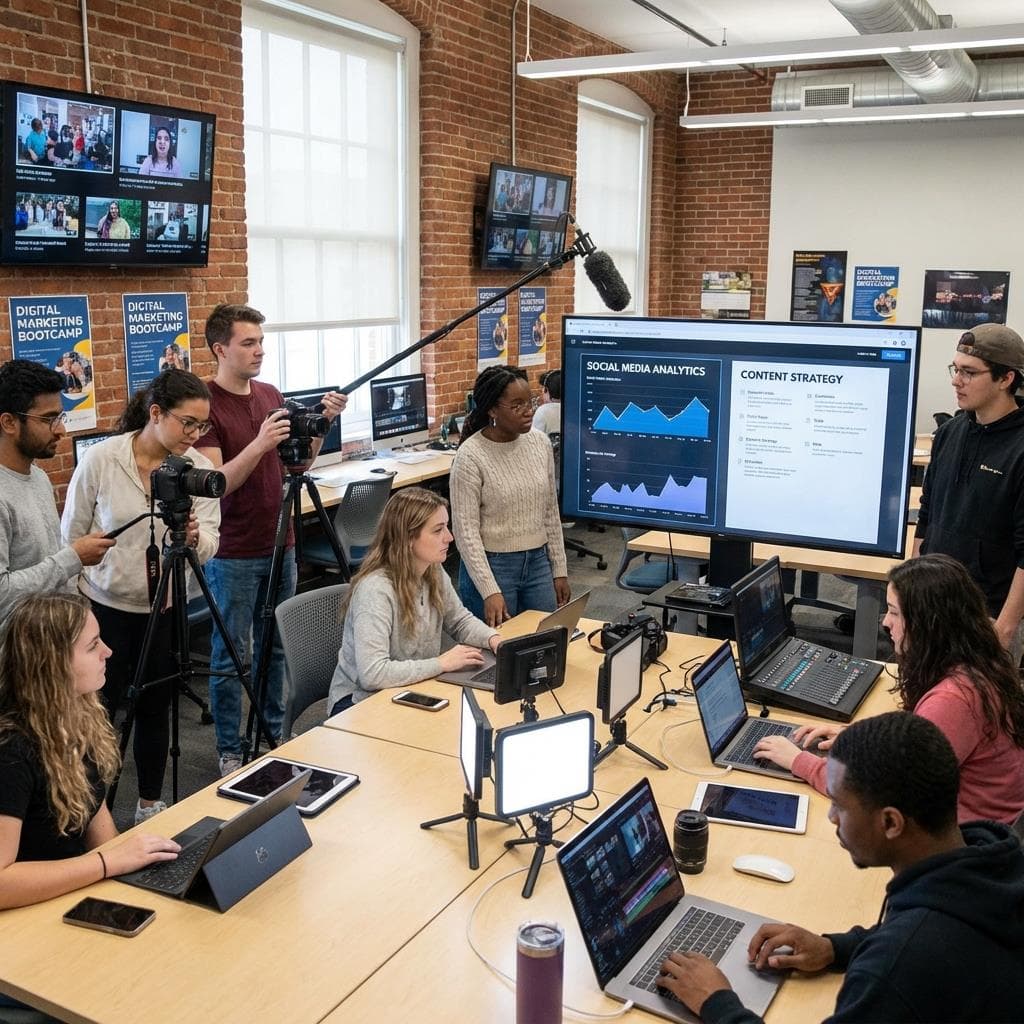 Students studying Digital Marketing & Media